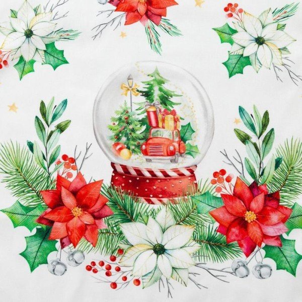 Дорожка на стол Christmas red flowers 40*147 см, 100% хл, саржа 190гр/м2